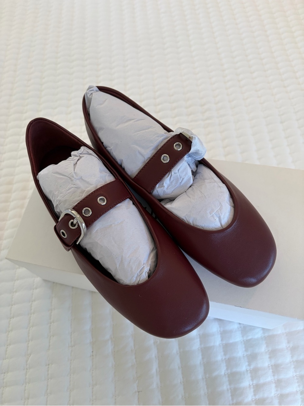 Quince Burgundy Mary Jane Ballet Flats with Buckle